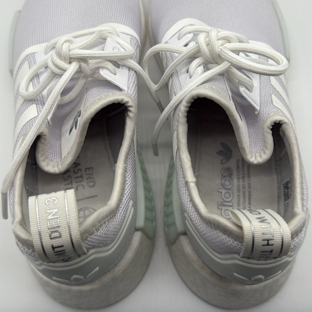 Adidas NMD_r1 Sneakers in White/White/Silver Metallic Size 9 - Picture 12 of 12